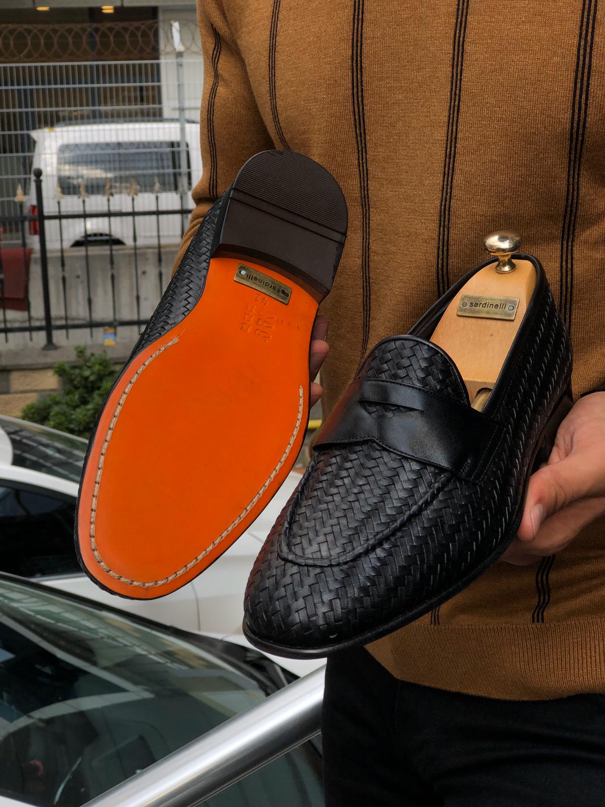 Knitted Leather Sardinelli Loafers Black-baagr.myshopify.com-shoes2-BOJONI