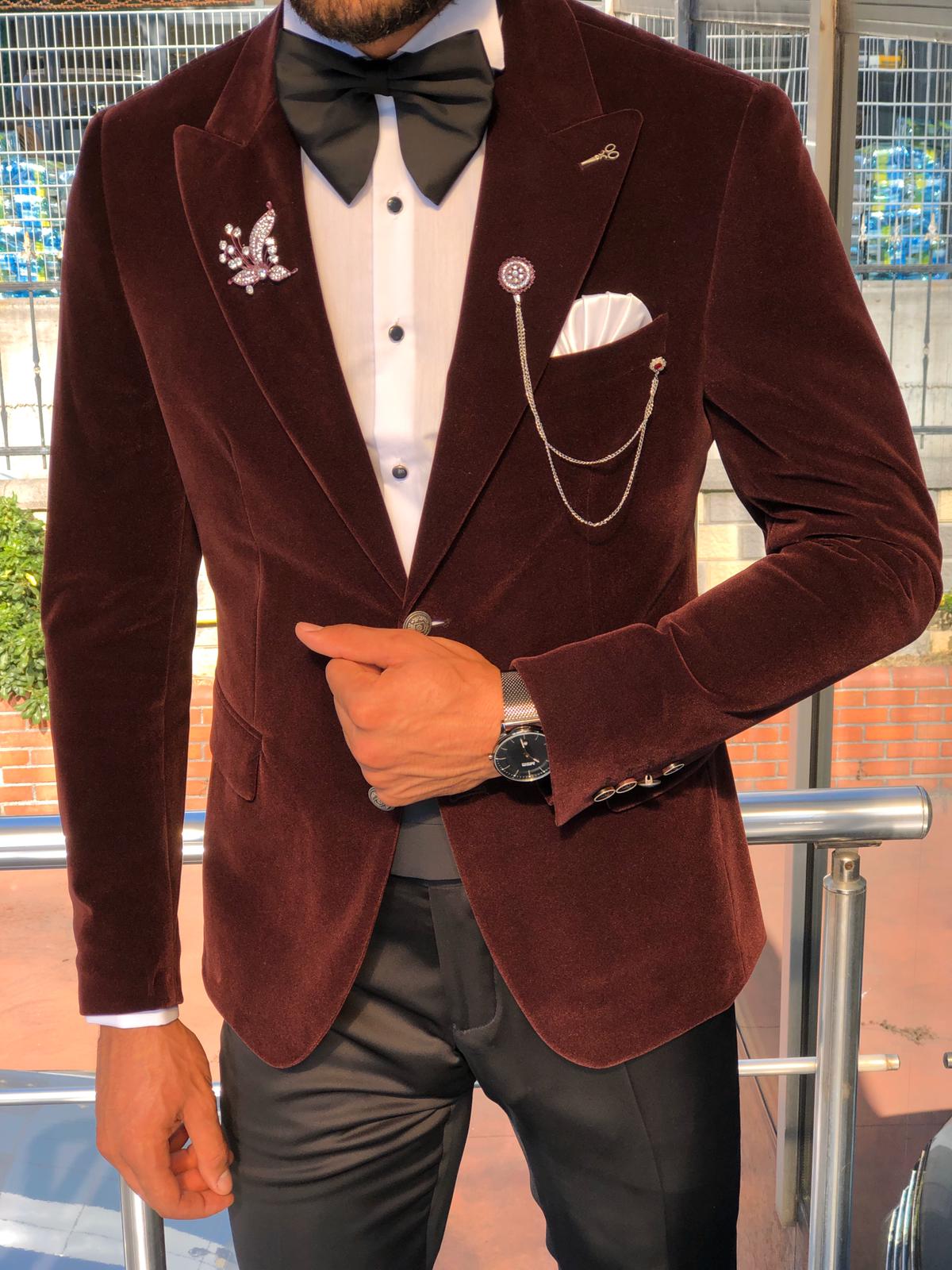 Slim-Fit Velvet Tuxedo Claretred-baagr.myshopify.com-suit-BOJONI