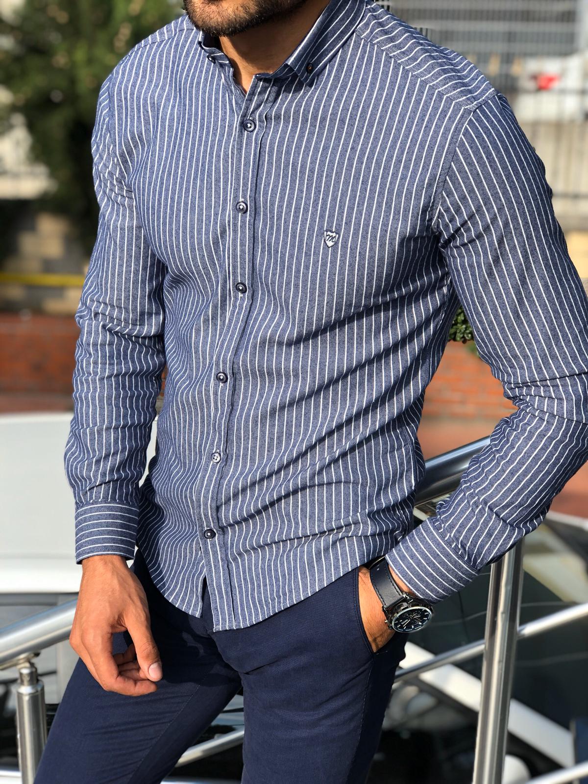 Wales Slim-Fit Striped Shirt in 2 Colors-baagr.myshopify.com-Shirt-BOJONI