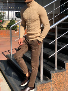 Calvin Slim-Fit Turtleneck Knitwear Beige-baagr.myshopify.com-sweatshirts-BOJONI