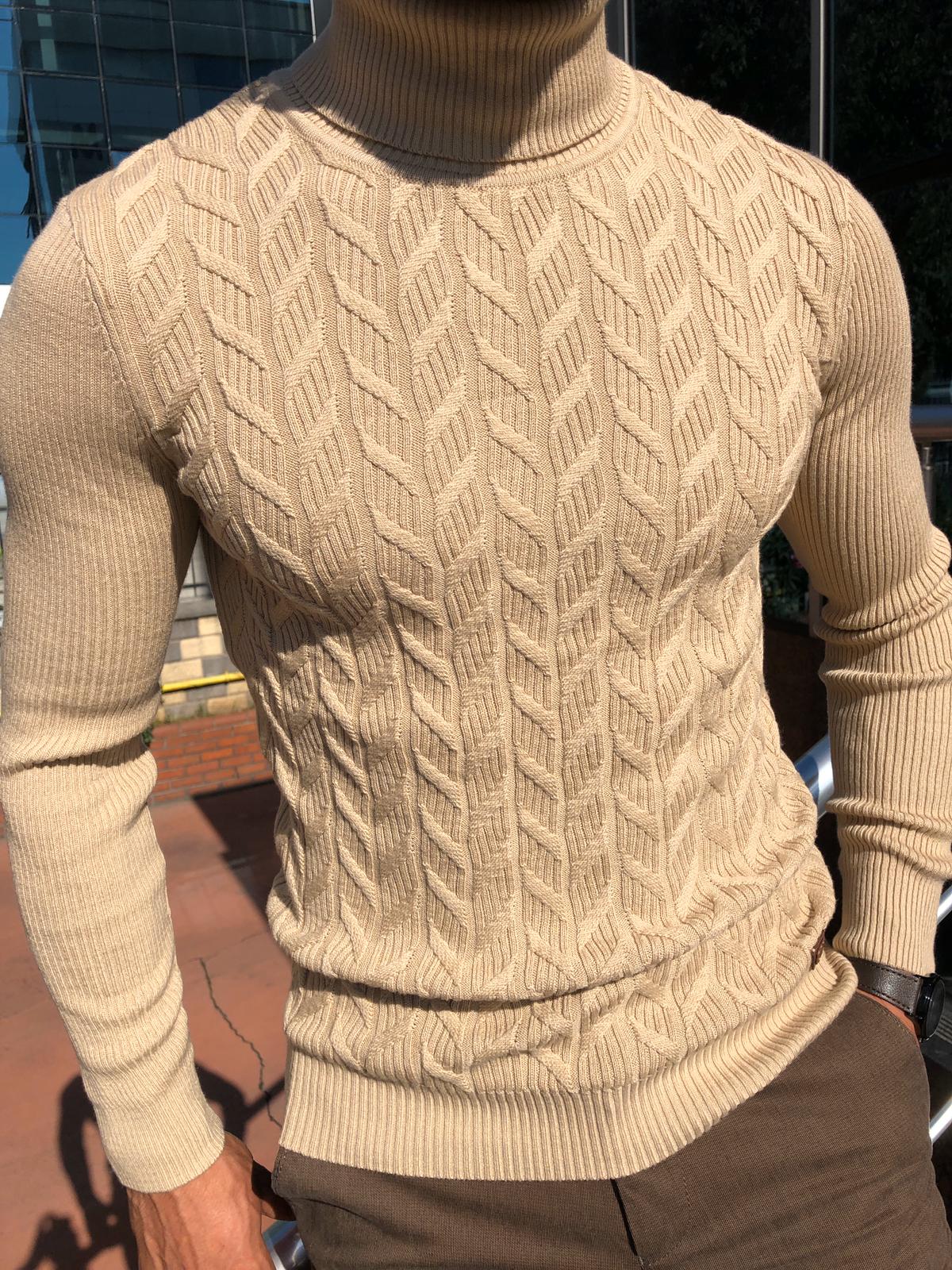 Calvin Slim-Fit Turtleneck Knitwear Beige-baagr.myshopify.com-sweatshirts-BOJONI