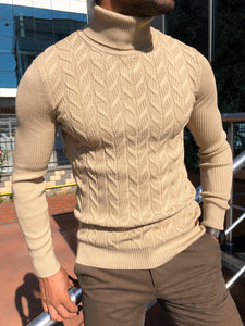 Calvin Slim-Fit Turtleneck Knitwear Beige-baagr.myshopify.com-sweatshirts-BOJONI