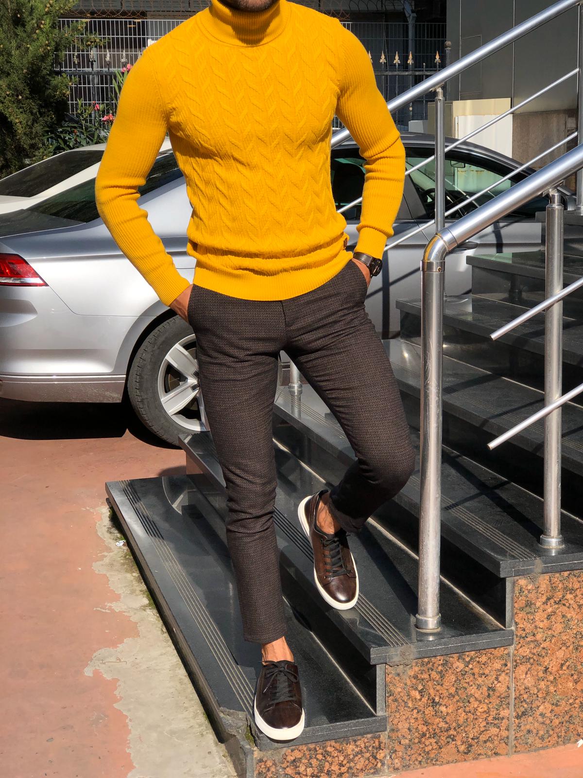 Calvin Slim-Fit Turtleneck Knitwear Yellow-baagr.myshopify.com-sweatshirts-BOJONI