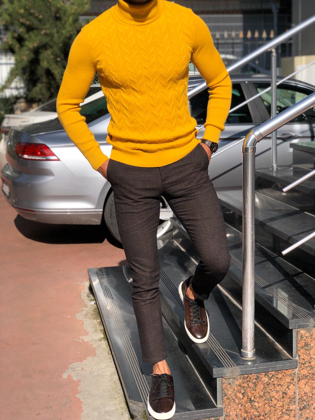 Calvin Slim-Fit Turtleneck Knitwear Yellow-baagr.myshopify.com-sweatshirts-BOJONI