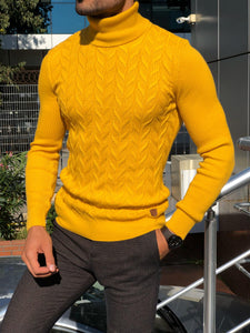 Calvin Slim-Fit Turtleneck Knitwear Yellow-baagr.myshopify.com-sweatshirts-BOJONI