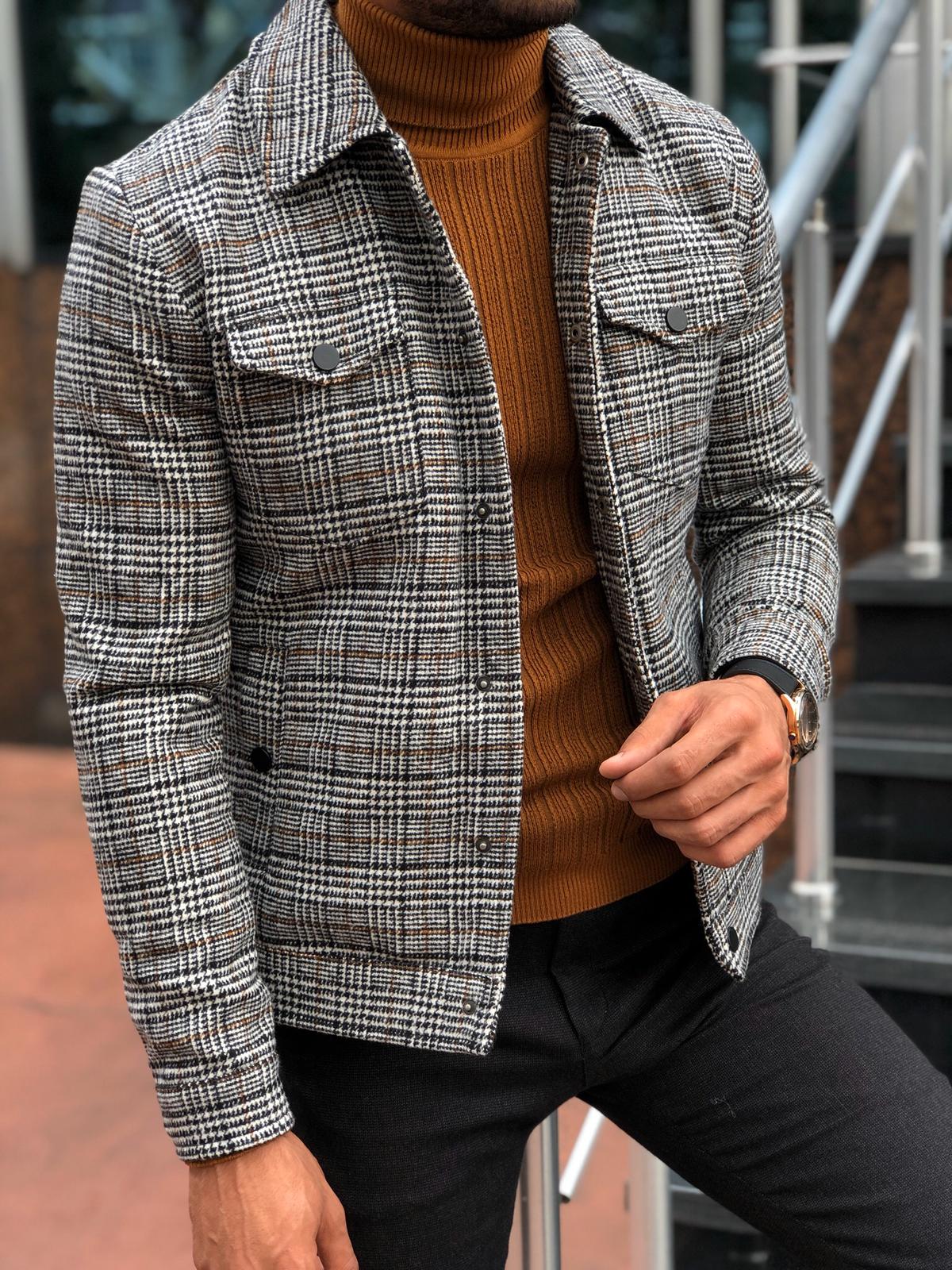 Alonso Slim-Fit Wool Plaid Coat Black-baagr.myshopify.com-Jacket-BOJONI