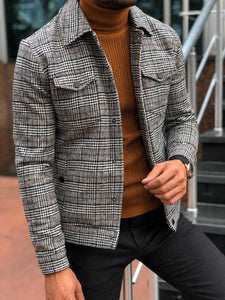 Alonso Slim-Fit Wool Plaid Coat Black-baagr.myshopify.com-Jacket-BOJONI
