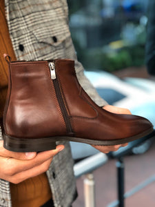 Chelsea Buckle Detail With Classic Leather Boots Brown-baagr.myshopify.com-shoes2-BOJONI