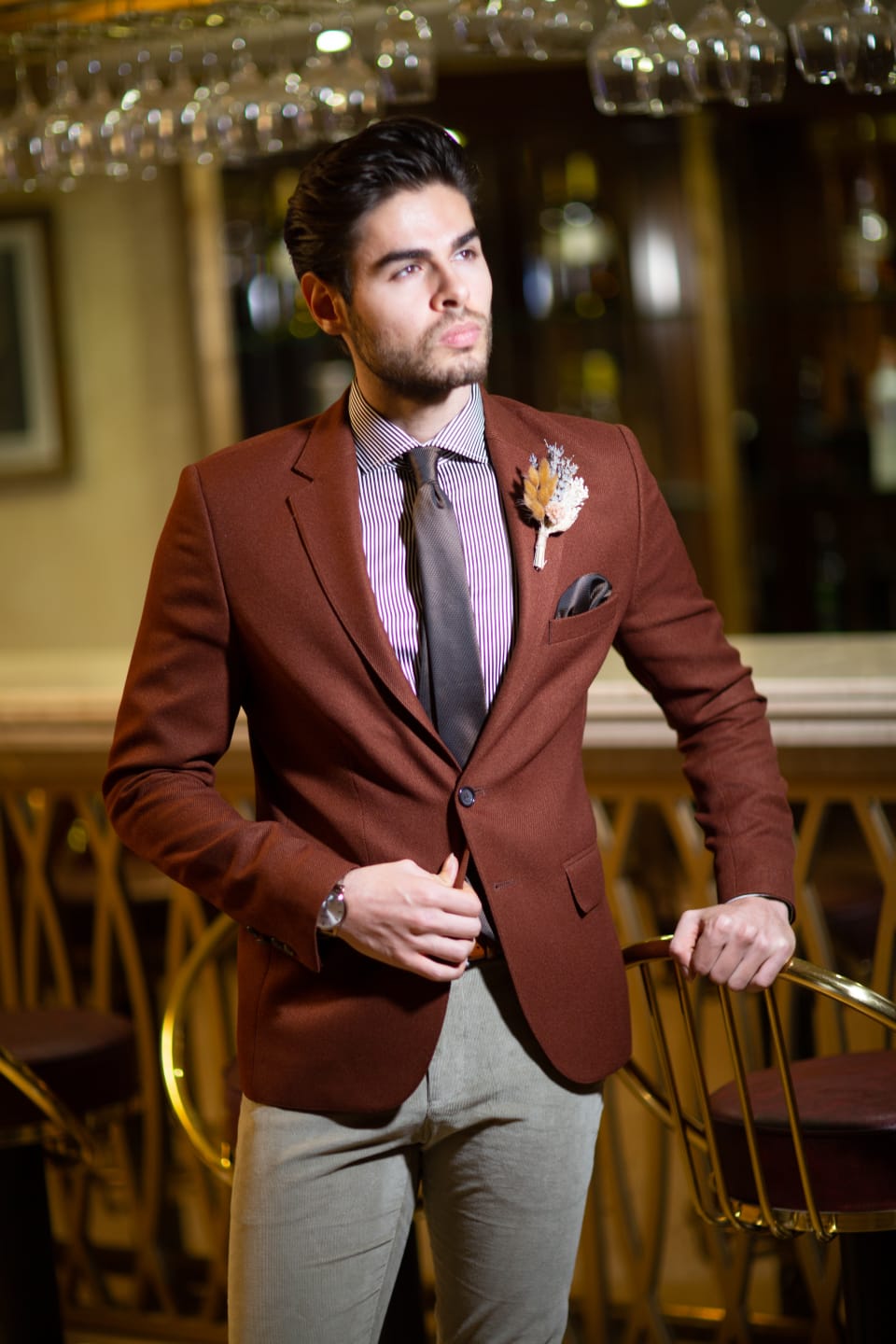 Belka Slim-Fit Blazer Brown-baagr.myshopify.com-blazers-BOJONI