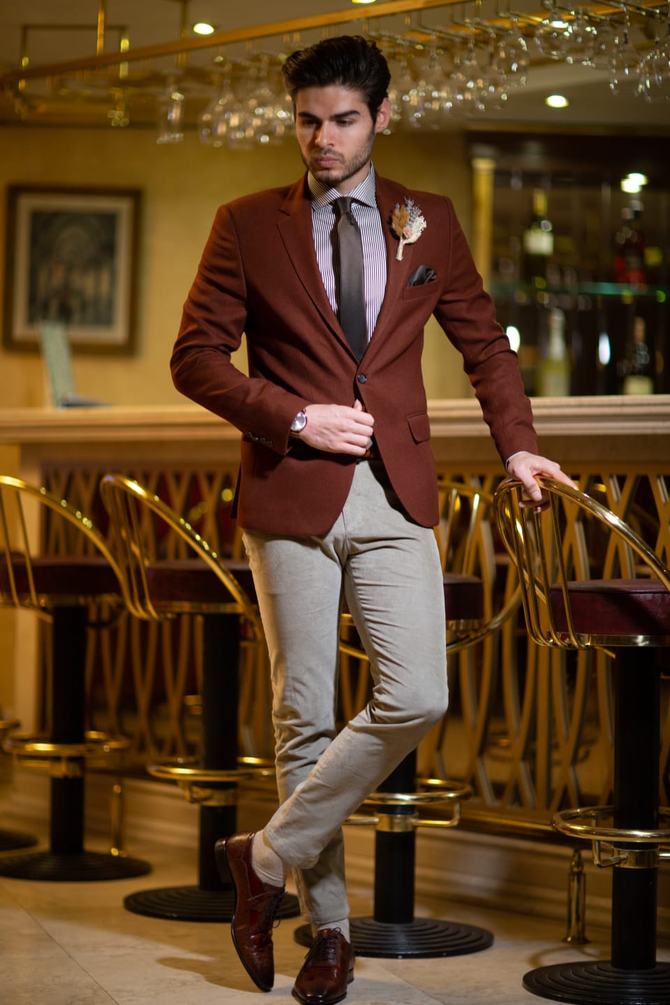 Belka Slim-Fit Blazer Brown-baagr.myshopify.com-blazers-BOJONI