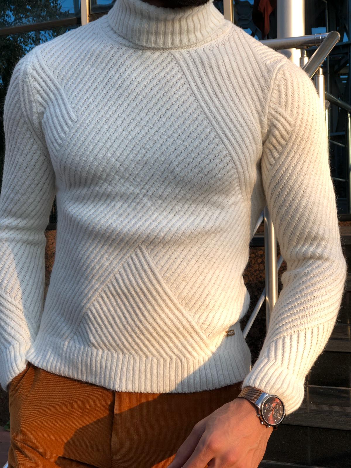 Capstone Ecru Slim Fit Turtleneck-baagr.myshopify.com-sweatshirts-BOJONI