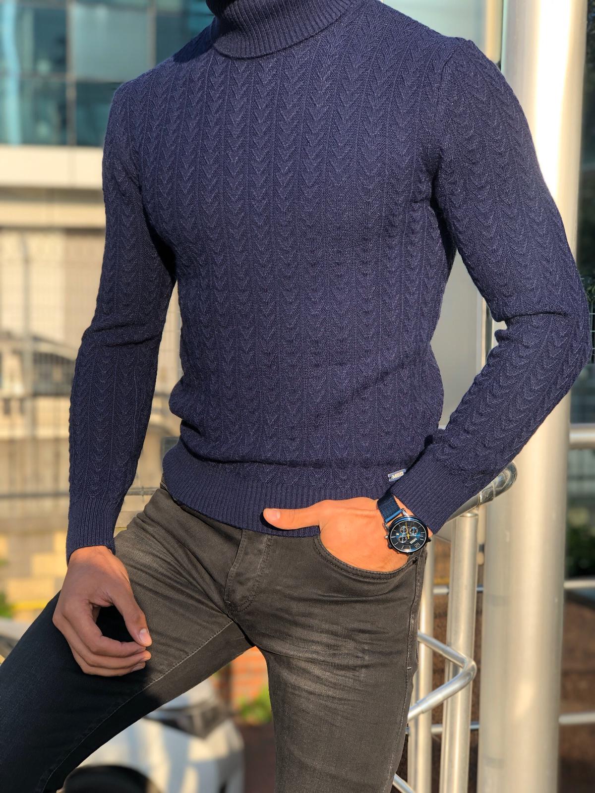 Heritage Navy Slim Fit Turtleneck-baagr.myshopify.com-sweatshirts-BOJONI