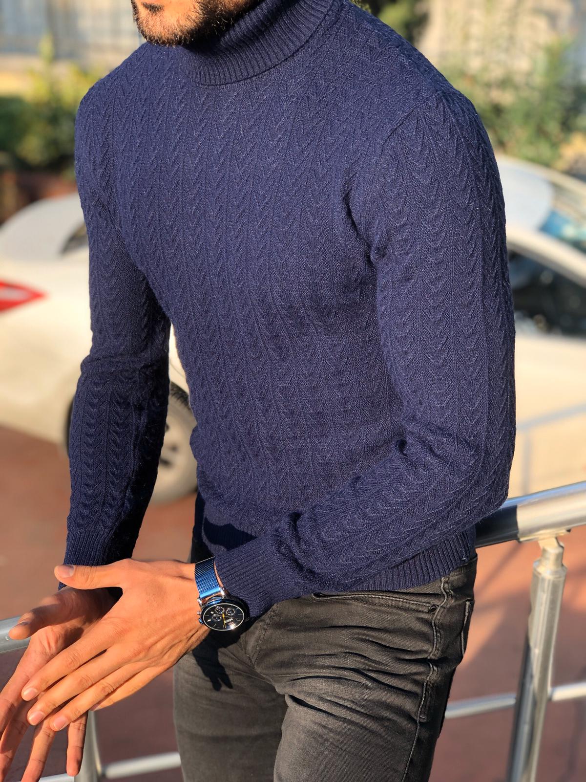 Heritage Navy Slim Fit Turtleneck-baagr.myshopify.com-sweatshirts-BOJONI