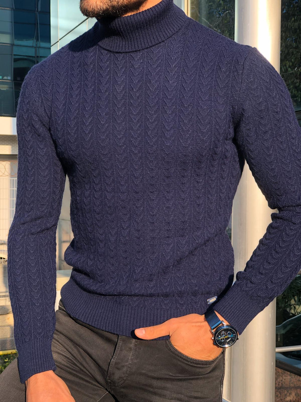 Heritage Navy Slim Fit Turtleneck-baagr.myshopify.com-sweatshirts-BOJONI