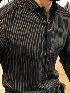 Ladalii Slim-Fit Striped Shirt black-baagr.myshopify.com-Shirt-BOJONI