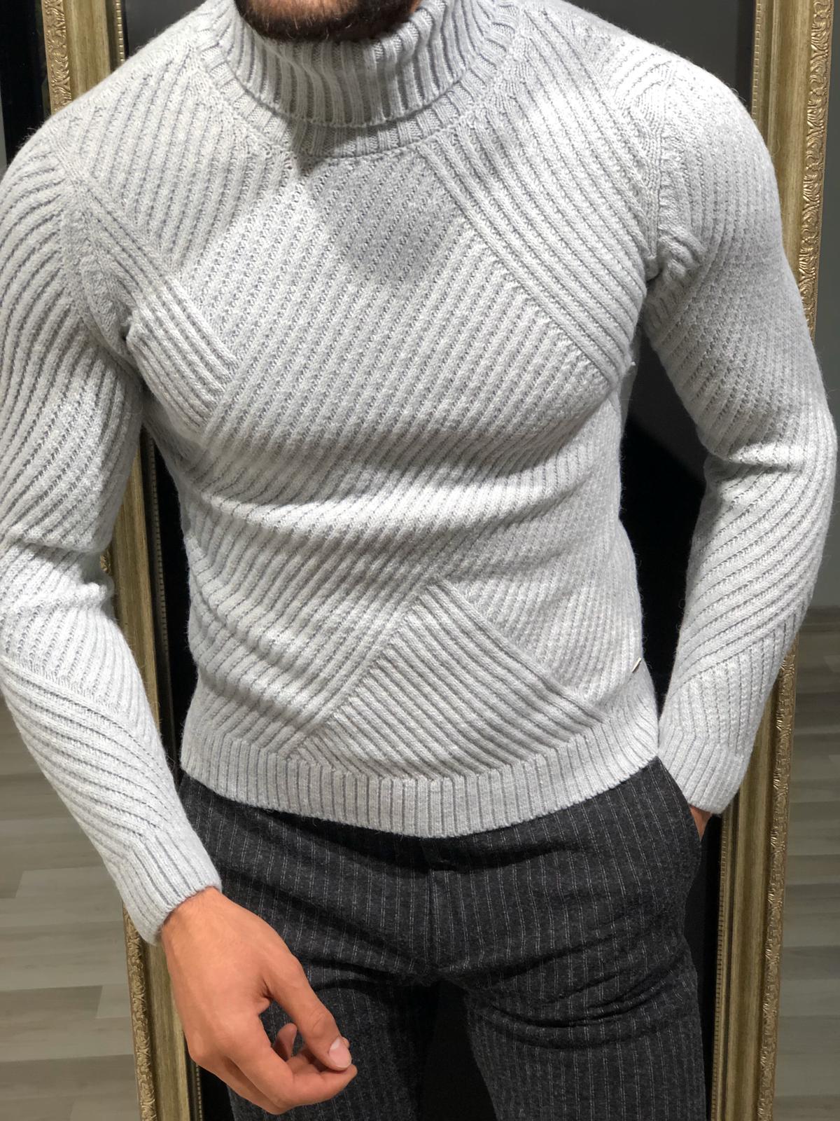 Ponto Slim-Fit Wool Turtleneck Knitwear Grey-baagr.myshopify.com-sweatshirts-BOJONI