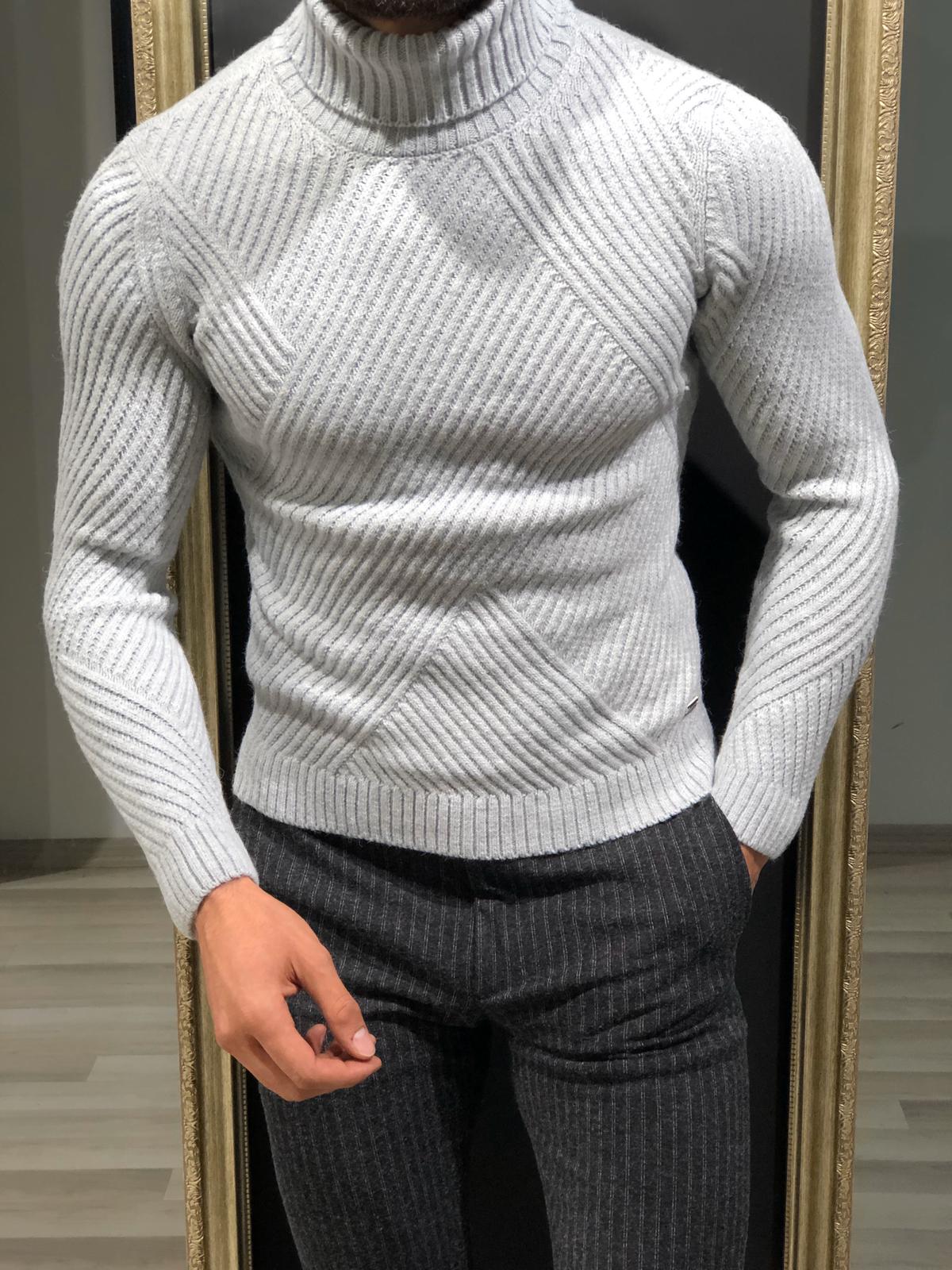 Ponto Slim-Fit Wool Turtleneck Knitwear Grey-baagr.myshopify.com-sweatshirts-BOJONI