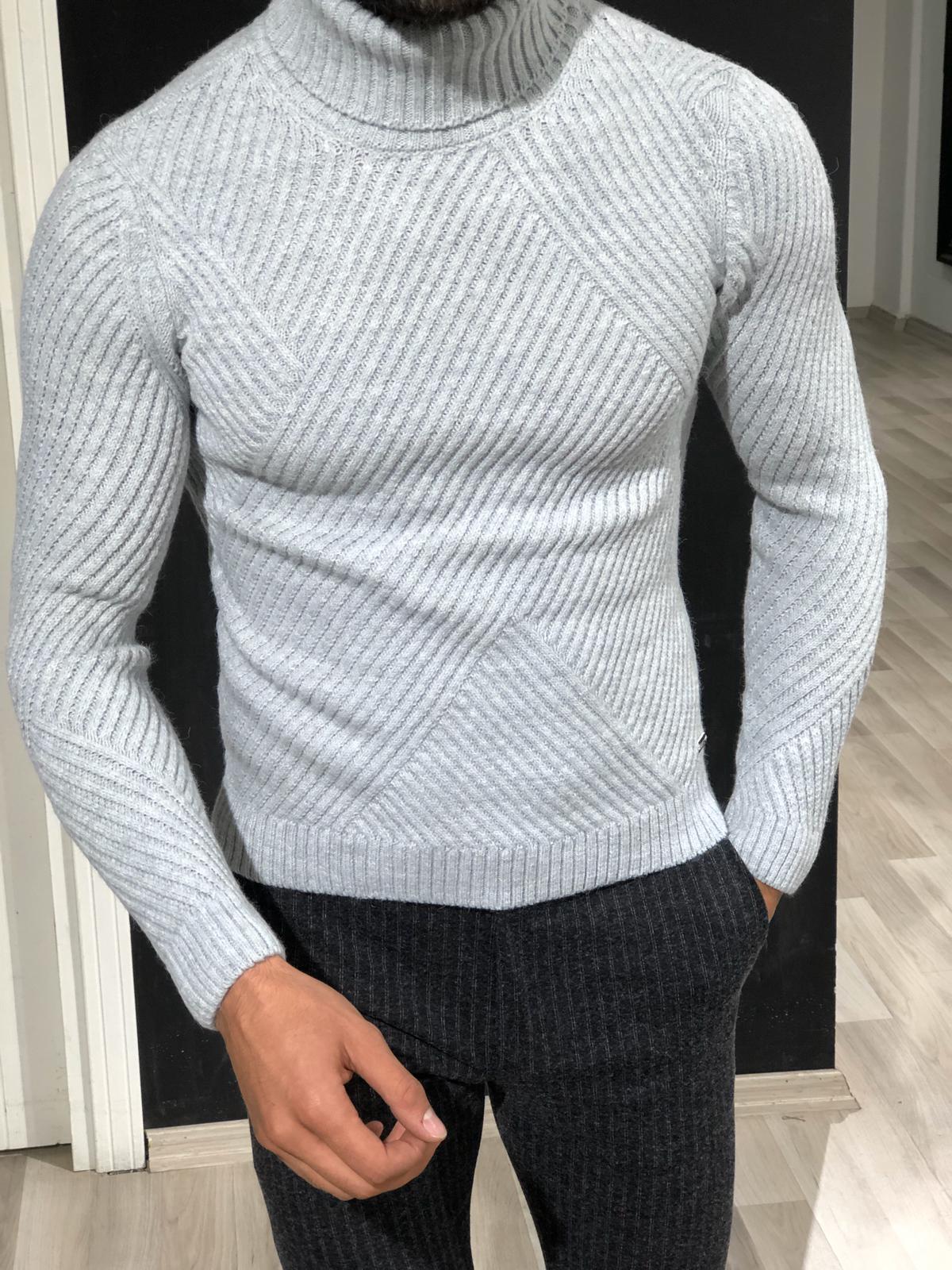 Ponto Slim-Fit Wool Turtleneck Knitwear Grey-baagr.myshopify.com-sweatshirts-BOJONI