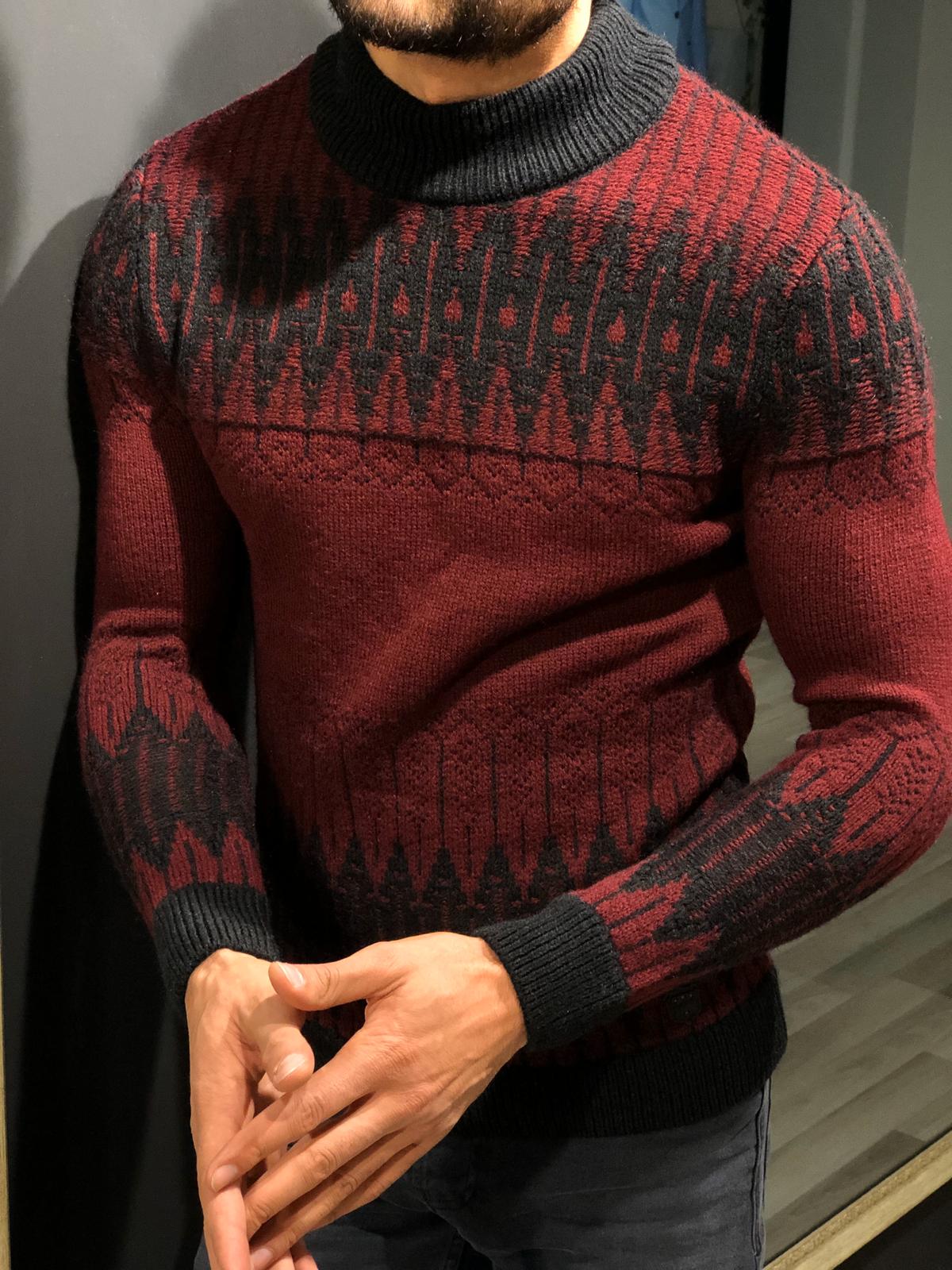 Tommy Slim-Fit Wool Half Turtleneck Knitwear Red-baagr.myshopify.com-sweatshirts-BOJONI