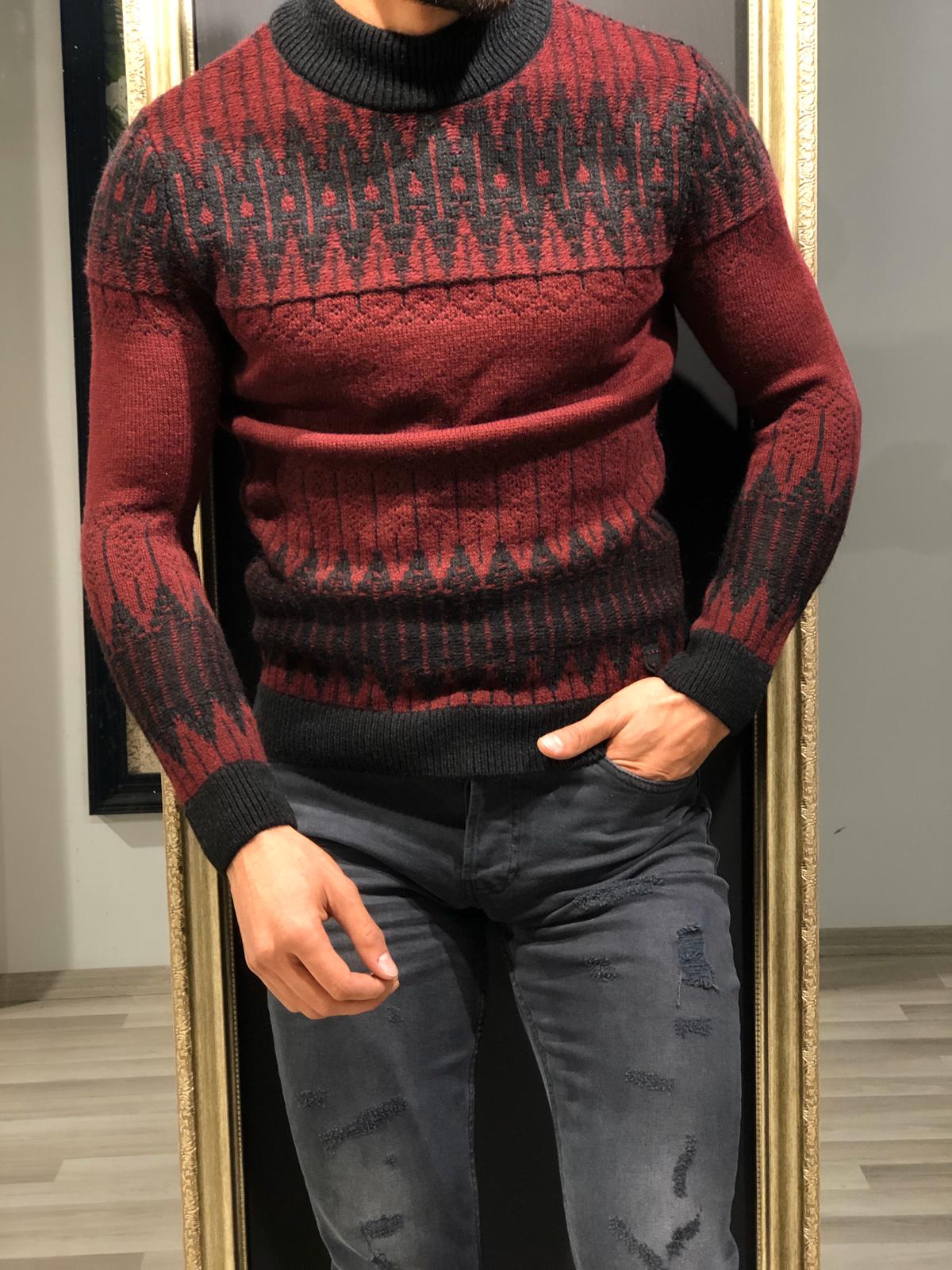 Tommy Slim-Fit Wool Half Turtleneck Knitwear Red-baagr.myshopify.com-sweatshirts-BOJONI