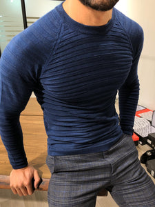 Slim-Fit Patterned Knitwear Navy-baagr.myshopify.com-sweatshirts-BOJONI