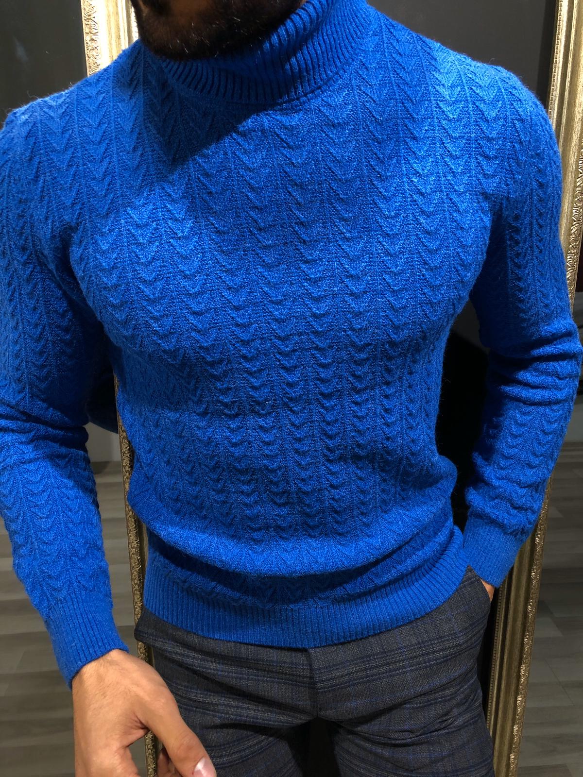 Calvin Slim-Fit Wool Turtleneck Knitwear Sax-baagr.myshopify.com-sweatshirts-BOJONI