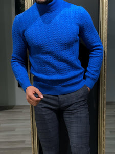 Calvin Slim-Fit Wool Turtleneck Knitwear Sax-baagr.myshopify.com-sweatshirts-BOJONI
