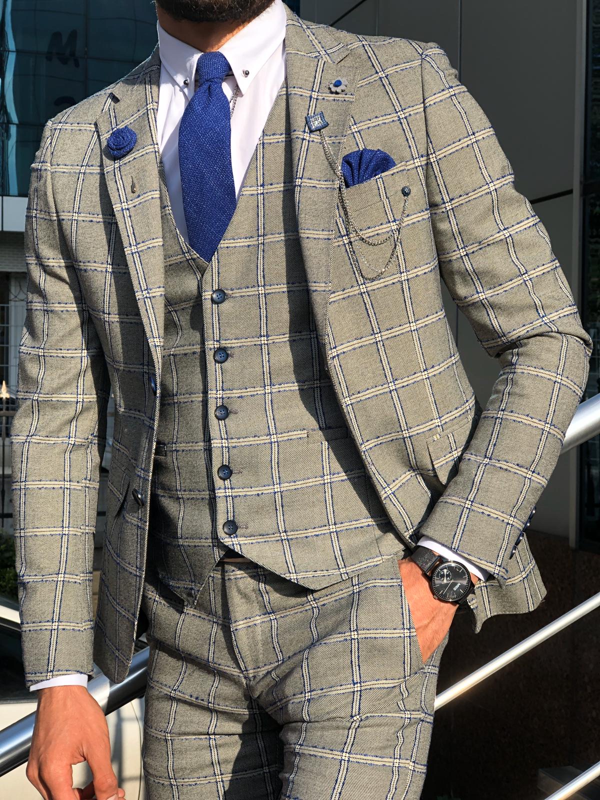 Toni Slim-Fit Plaid Suit Vest GRAY-baagr.myshopify.com-suit-BOJONI