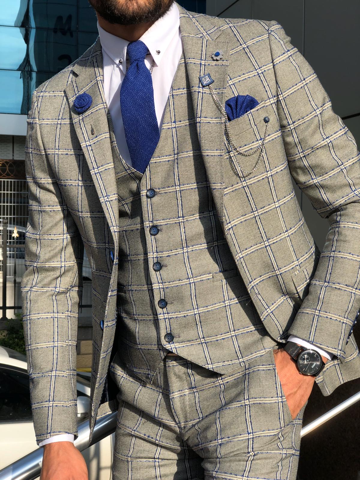 Toni Slim-Fit Plaid Suit Vest GRAY-baagr.myshopify.com-suit-BOJONI