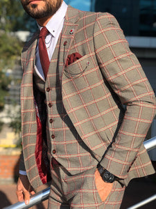 Toni Slim-Fit Plaid Suit Vest BURGUNDY-baagr.myshopify.com-suit-BOJONI