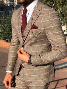 Toni Slim-Fit Plaid Suit Vest BURGUNDY-baagr.myshopify.com-suit-BOJONI