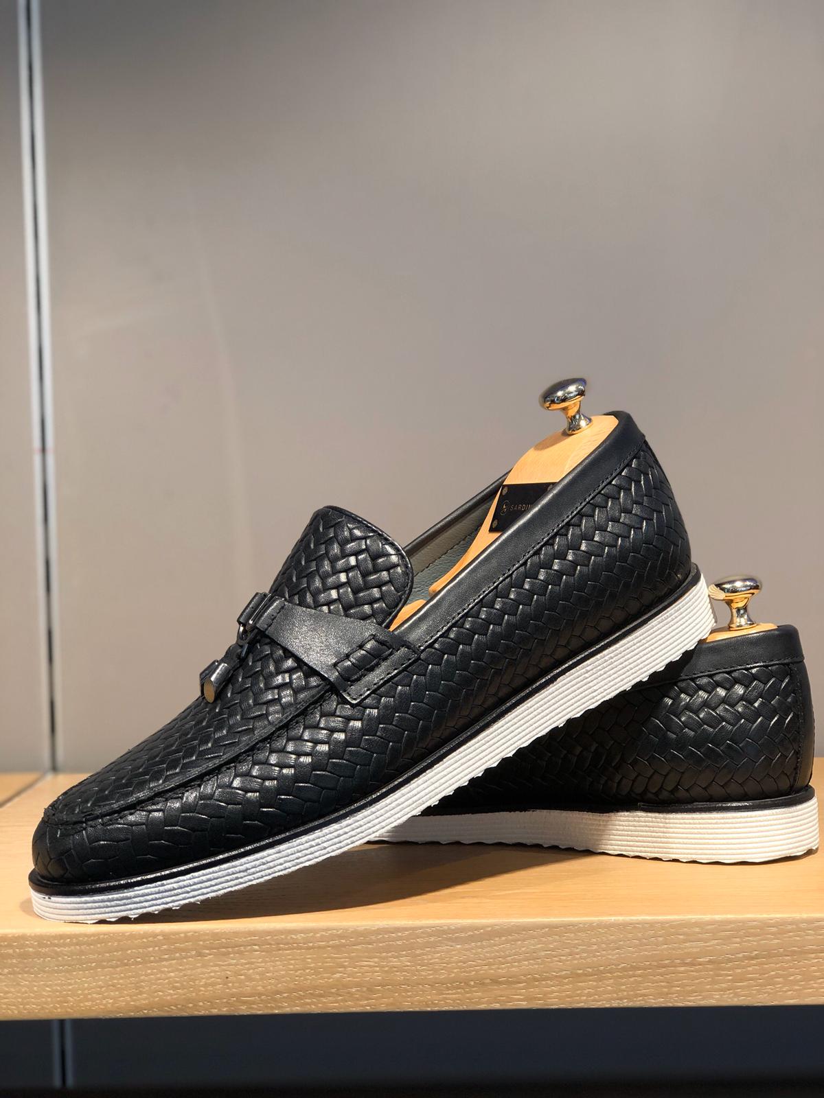 Bojoni Knitted Leather With Tassels Shoes Black-baagr.myshopify.com-shoes2-BOJONI