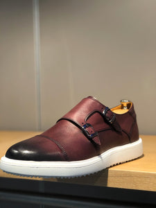 Sardinelli Eva Sole Double Buckle Monk Shoes Burgundy-baagr.myshopify.com-shoes2-BOJONI