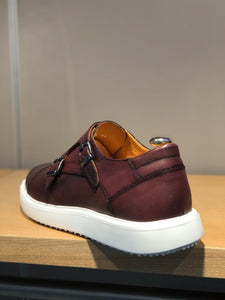 Sardinelli Eva Sole Double Buckle Monk Shoes Burgundy-baagr.myshopify.com-shoes2-BOJONI