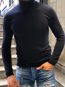 Ponto Slim-Fit Turtleneck Knitwear Dark Blue-baagr.myshopify.com-sweatshirts-BOJONI