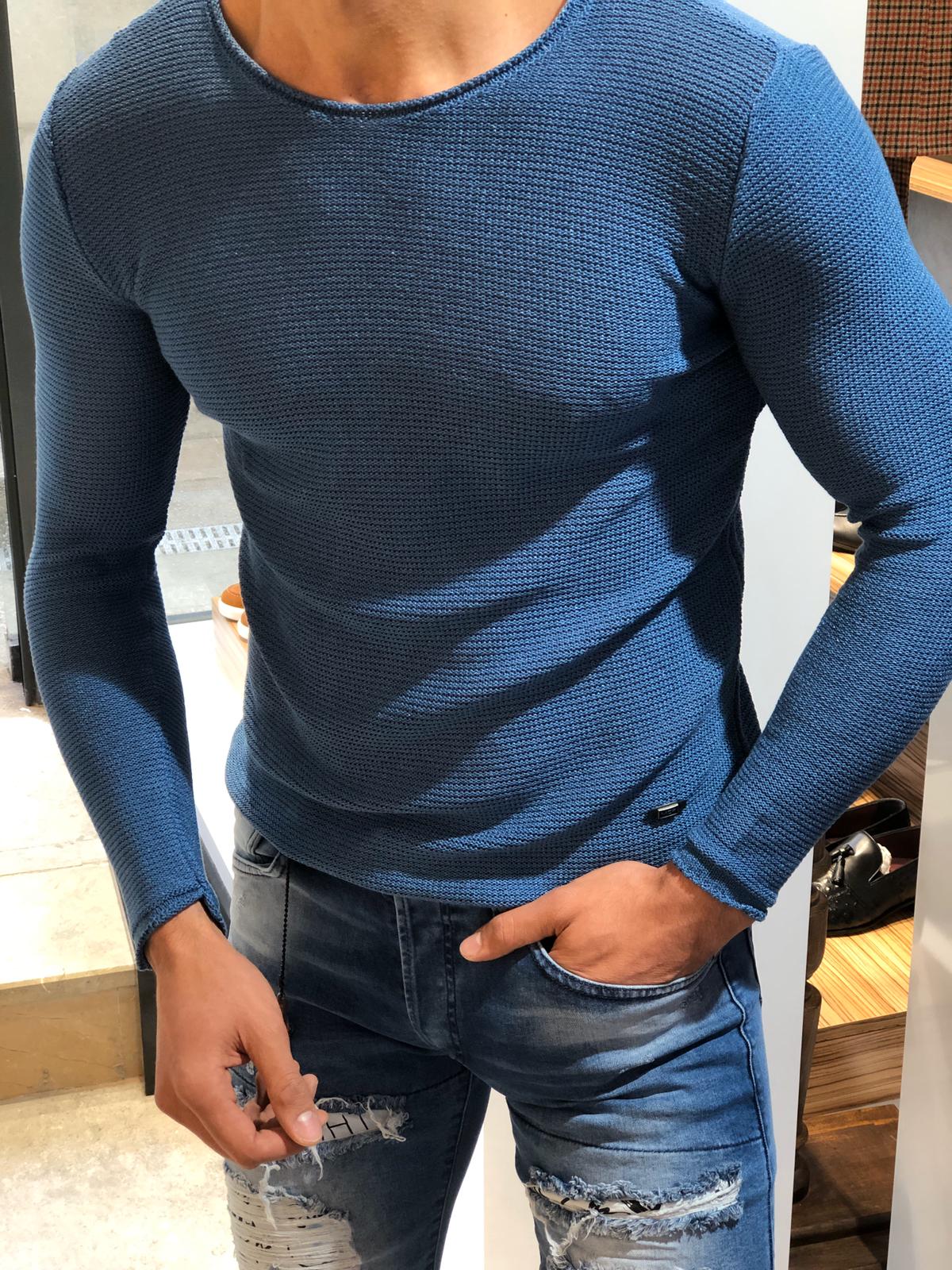 Ponto Slim-Fit Knitwear Indigo-baagr.myshopify.com-sweatshirts-BOJONI
