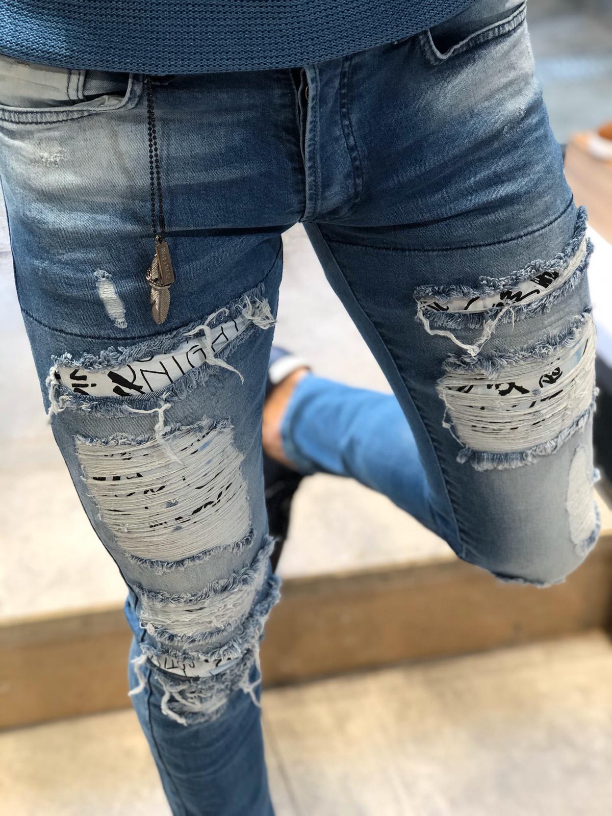 Paco Slim-Fit Ripped Jeans Blue-baagr.myshopify.com-Pants-BOJONI