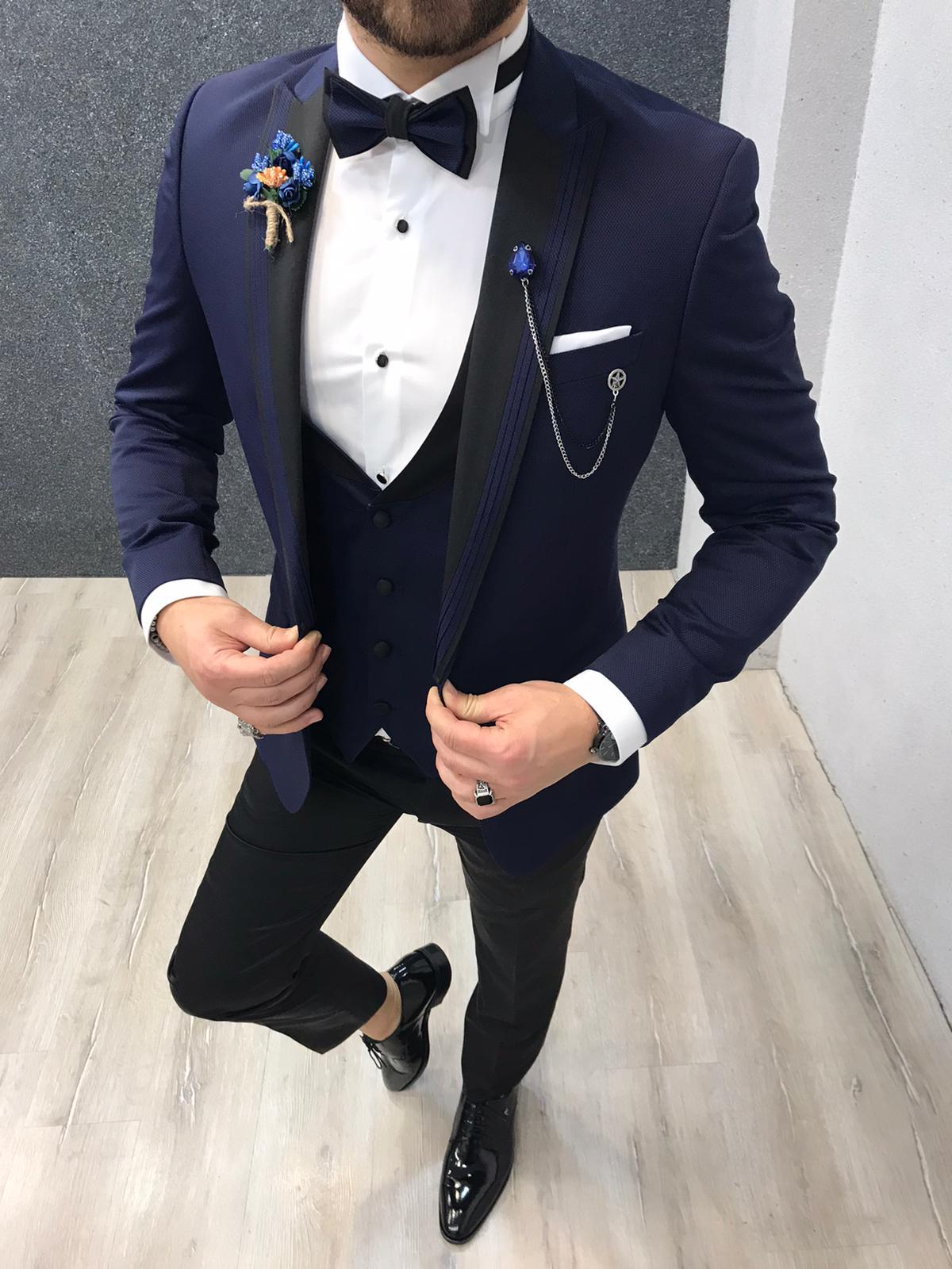 Lazio Slim Fit Navy Blue II Tuxedo-baagr.myshopify.com-1-BOJONI