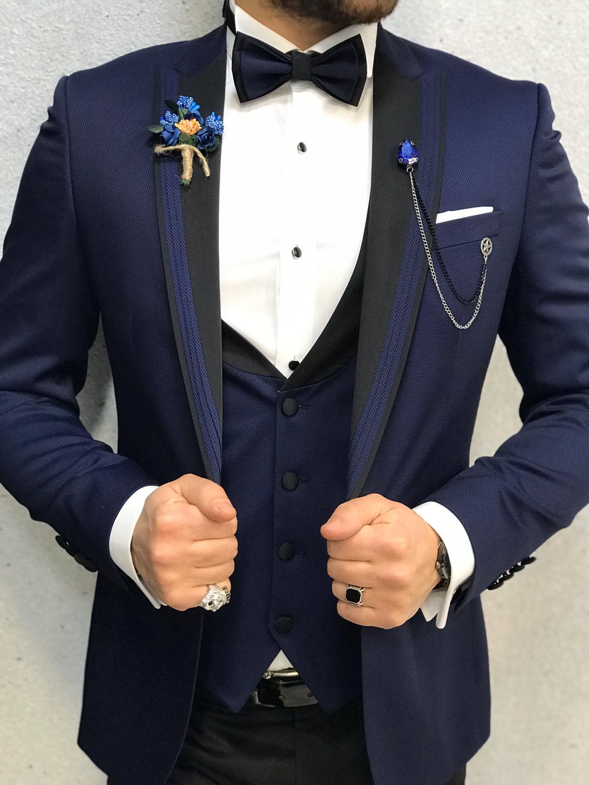 Lazio Slim Fit Navy Blue II Tuxedo-baagr.myshopify.com-1-BOJONI