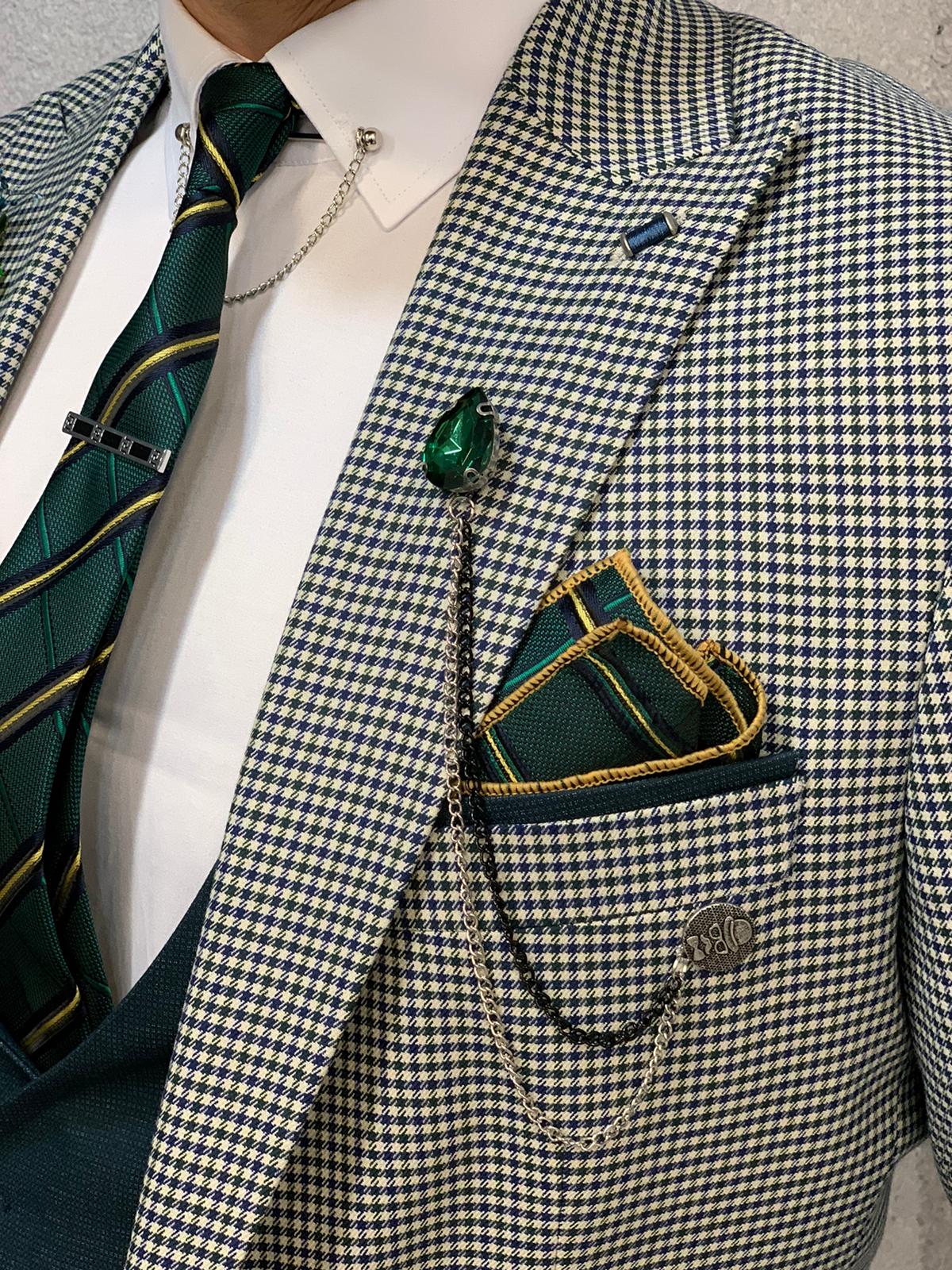 Kingston Green  Slim Fit Plaid Suit-baagr.myshopify.com-1-BOJONI