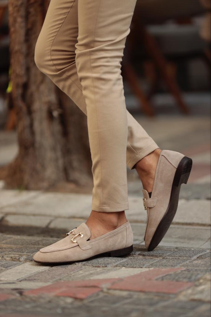 Ace Toka Detailed Neolite Beige Suede Loafer