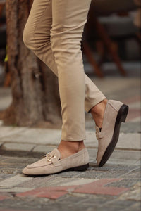 Ace Toka Detailed Neolite Beige Suede Loafer