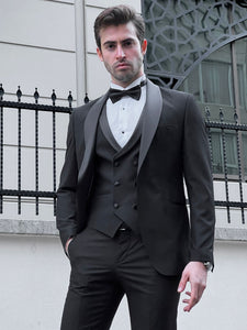 Louis Slim Fit High Quality Shawl Collared Black Party Tuxedo