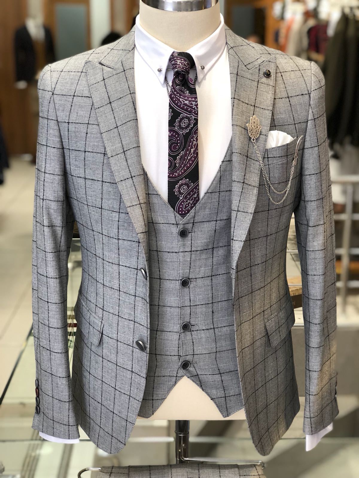 Harringate Premium Slim Fit Plaid Suit-baagr.myshopify.com-suit-BOJONI