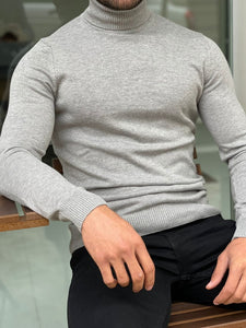 Casani Gray Slim Fit Turtleneck Sweater-baagr.myshopify.com-sweatshirts-BOJONI