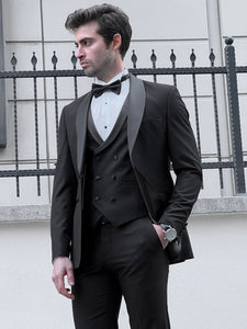 Louis Slim Fit High Quality Shawl Collared Black Party Tuxedo