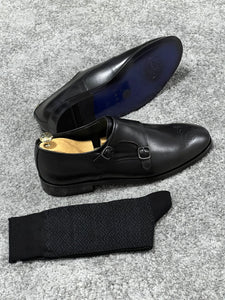 Louis Special Edition Neolite Sole Double Monk Stap Black Shoes