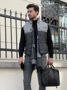 Bojoni Astoria Slim Fit Button Collared Inflatable Gray Vest/Jacket