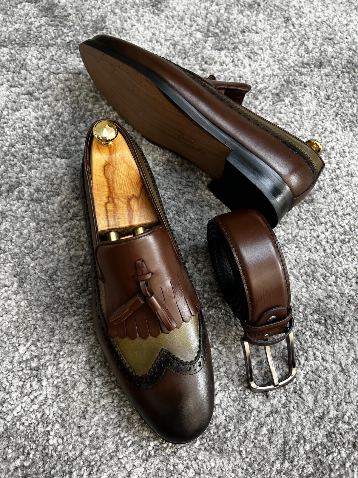 Madison Brown & Khaki Neolite Sole Tasseled Loafer