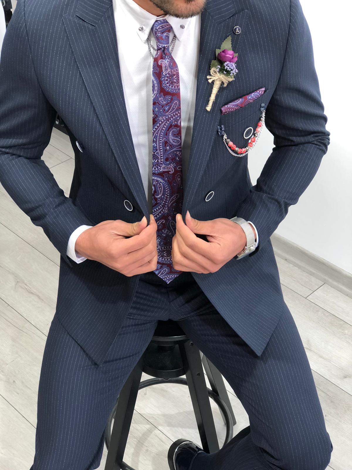 Slim-Fit Striped Double Breasted Suit-baagr.myshopify.com-suit-BOJONI